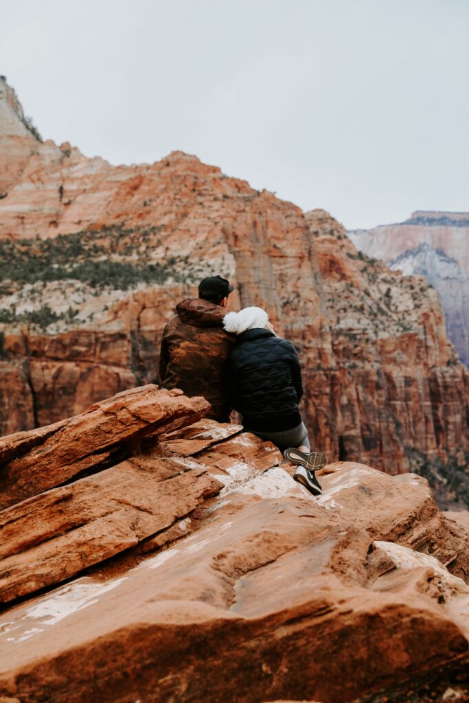 Couple hiking in a canyon