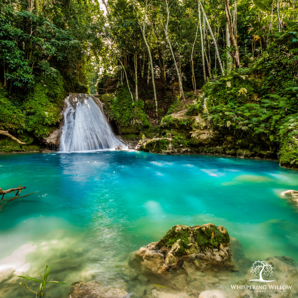 The Blue Hole - with is a beautiful blue-green water with a small waterfall.