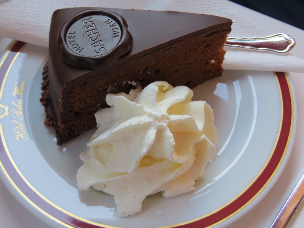 A chocolate cake with ice cream