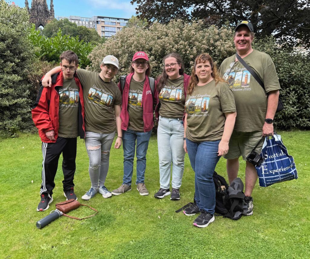 Family exploring Edinburgh Castle during our Scotland family adventure.