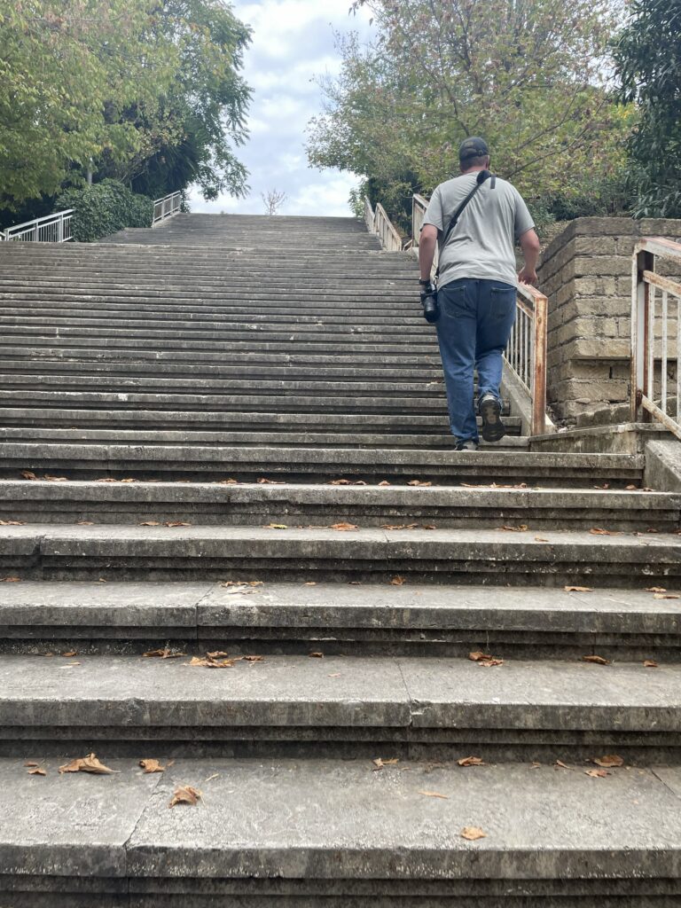 Outdoor staircase: "Long stone outdoor staircase Waldorf Astoria Rome hilltop"
