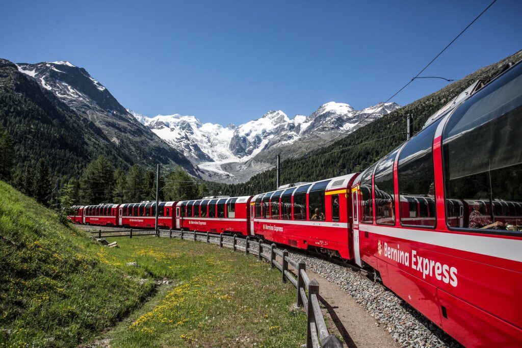 Bernina Express Swiss Alps panoramic glass dome car