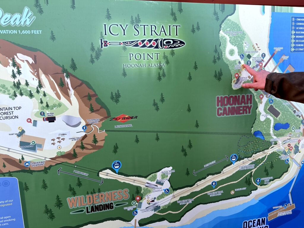 The village of Hoonah at Icy Strait Point Alaska home of the Huna Tlingit people with the waterfront and surrounding forest