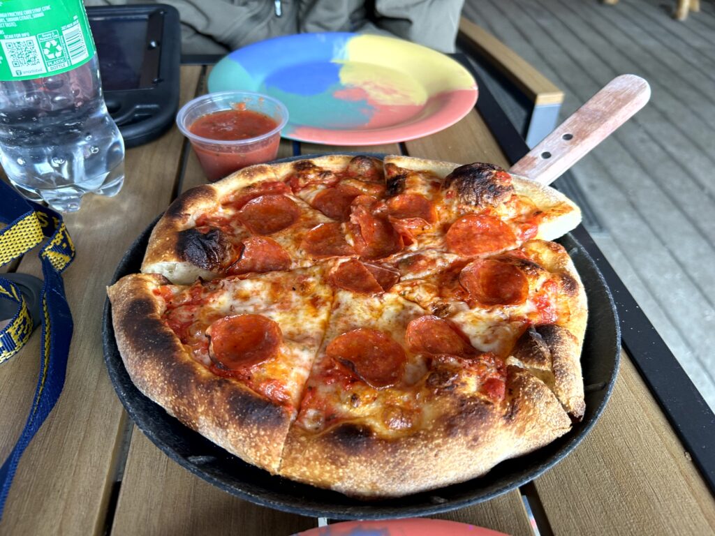 Pepperoni pizza at Mountain High Pizza Pie in Talkeetna, Alaska