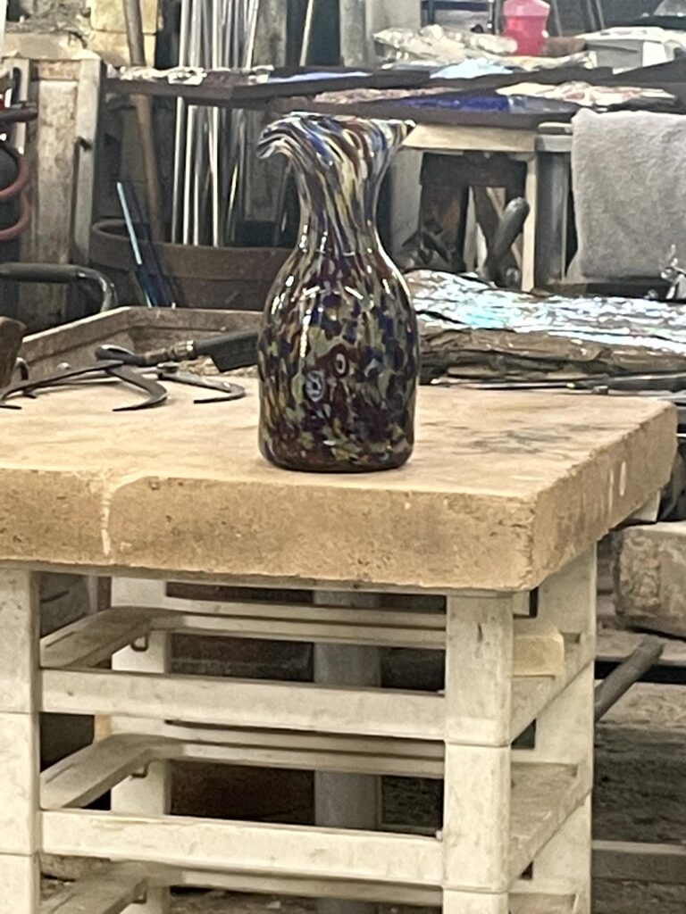 Vase made by glassmaker in Murano, Venice, Italy